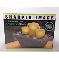 SHARPER IMAGE FLAMELESS LED CANDLE WATER FOUNTAIN FAUX SLATE    183292712977